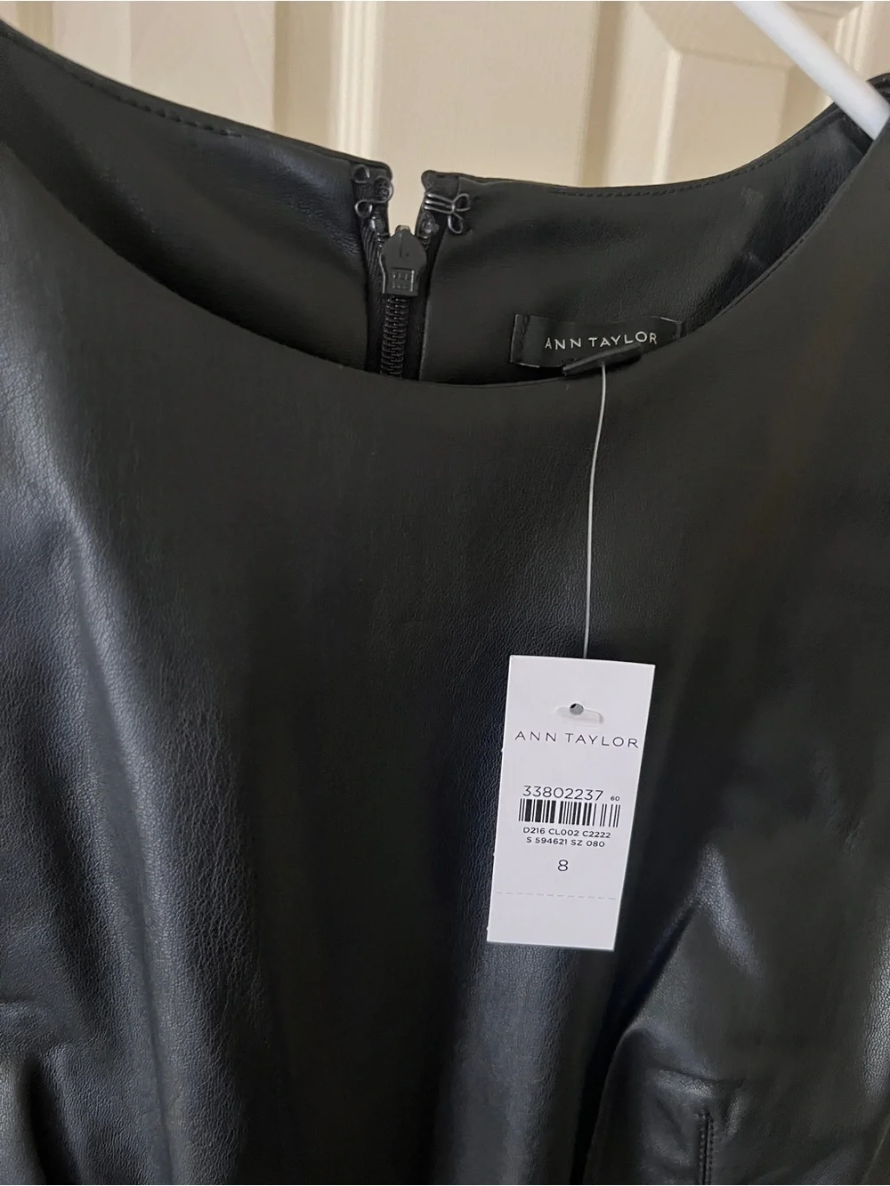 NWT Ann Taylor Black Faux Leather Midi Sheath Dress